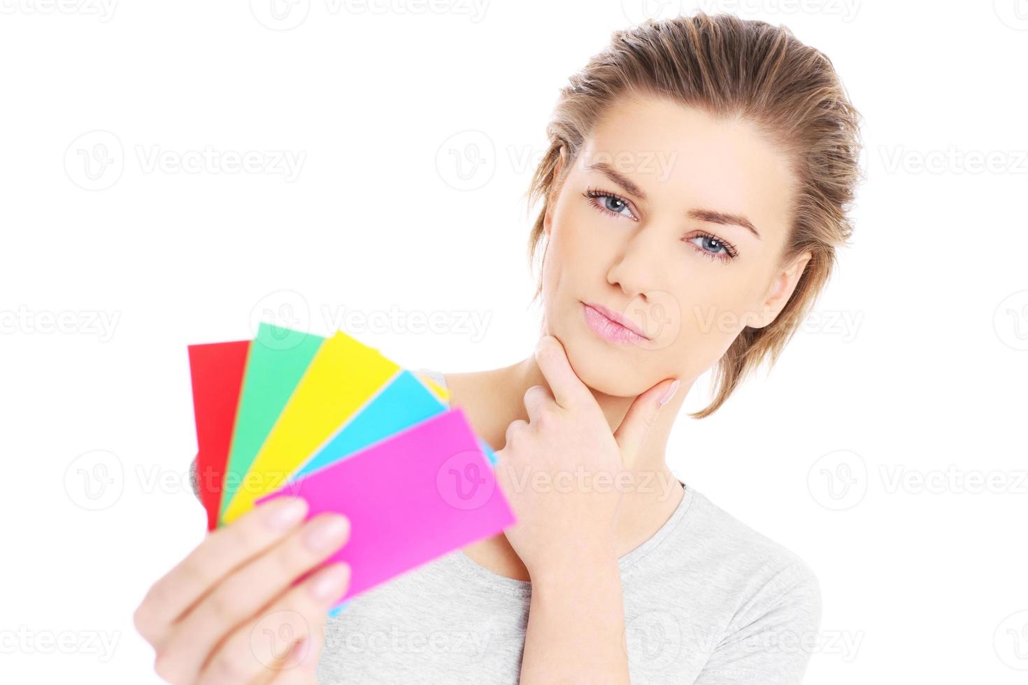 Woman Choosing colors photo
