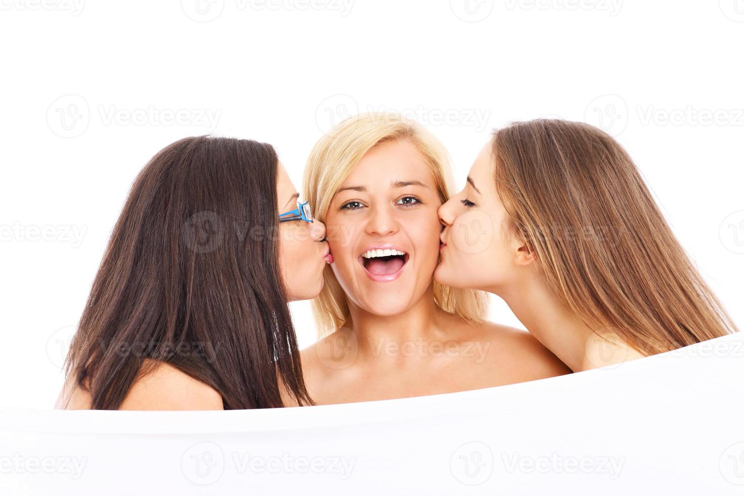 Happy Kissing girlfriends photo