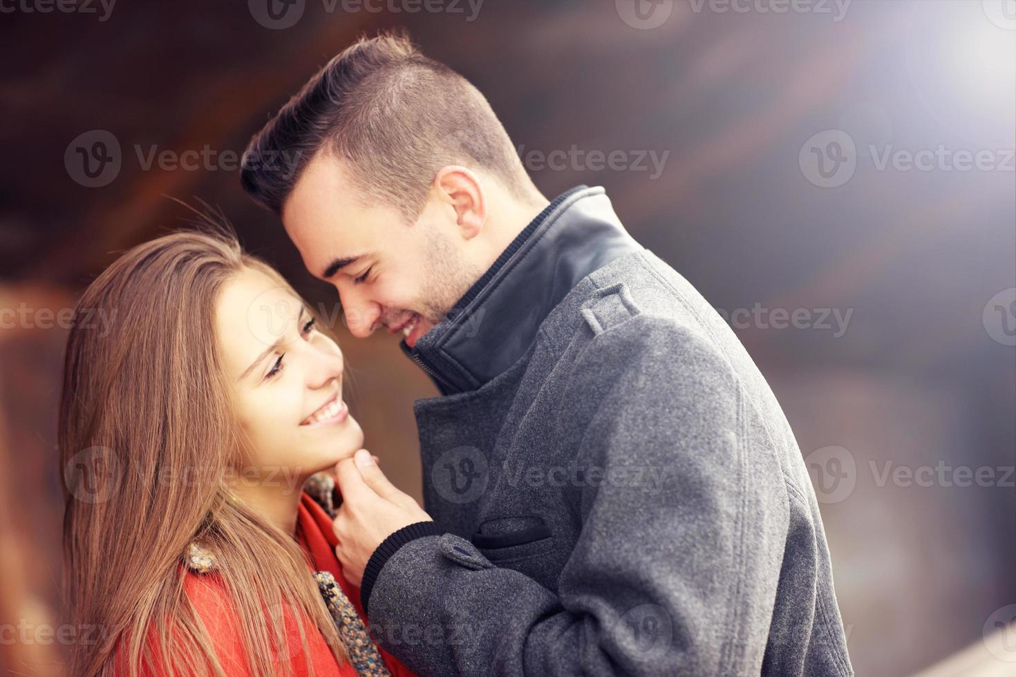 Romantic couple kissing photo