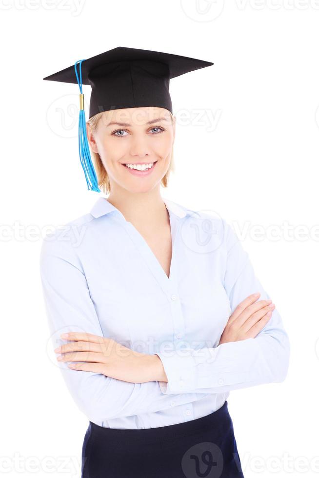 mujer joven graduandose foto