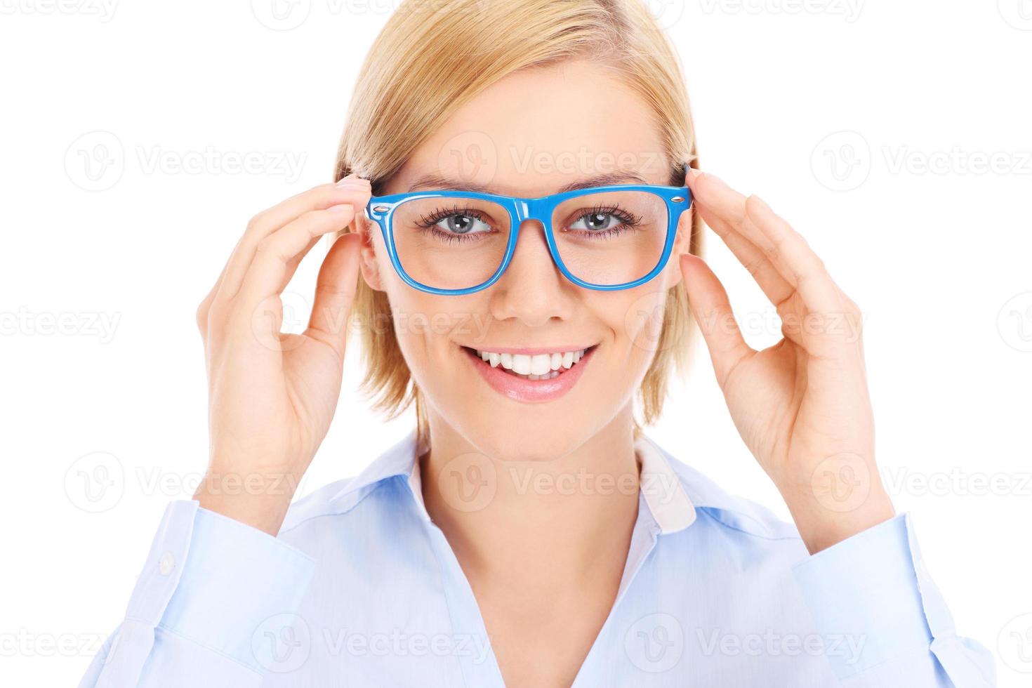 Blonde woman with eyeglasses photo