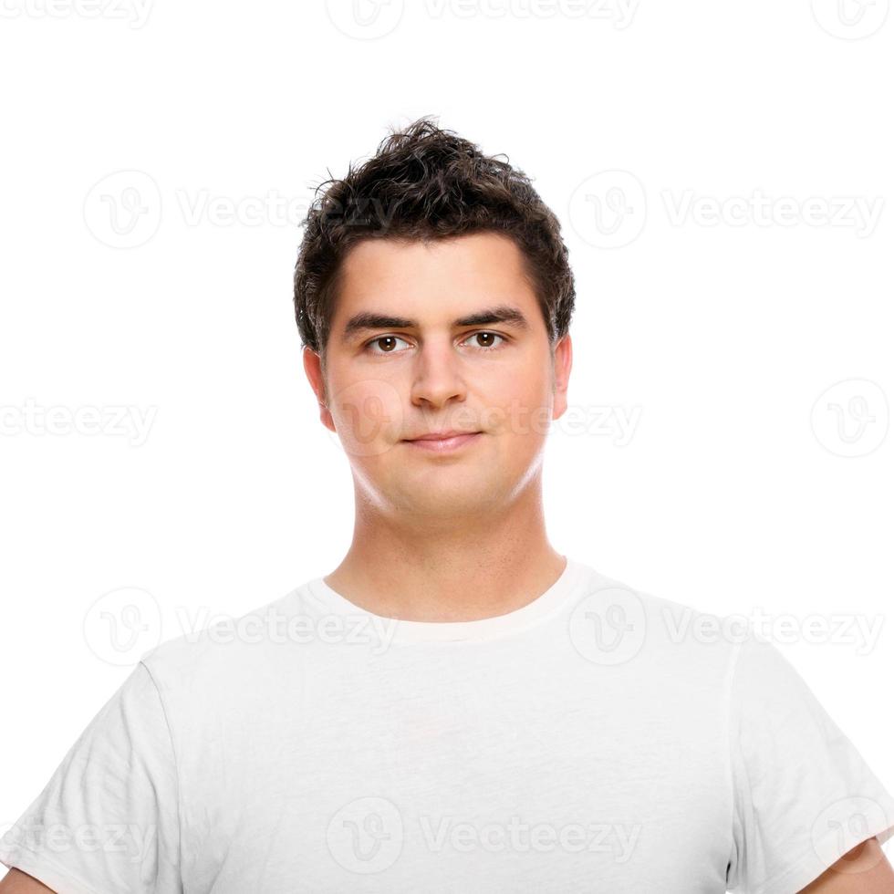 Handsome man on white tshirt photo