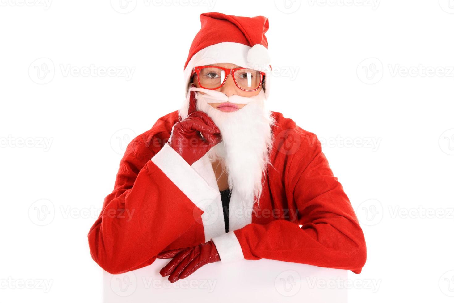 Woman with Santa hat for Christmas photo