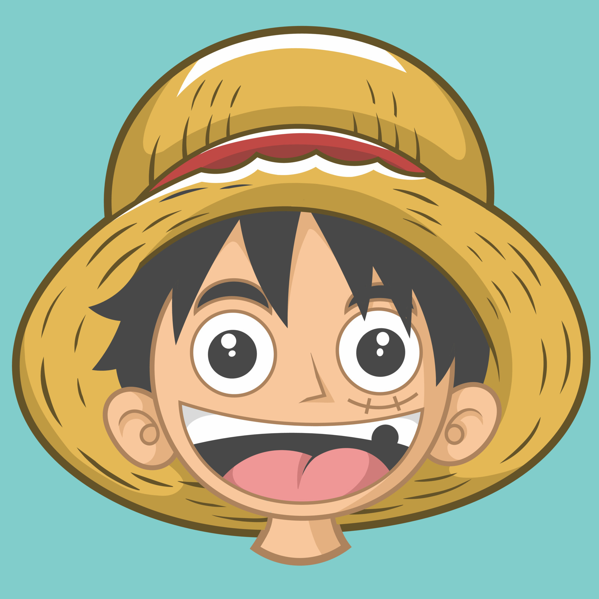 One Piece Monkey D. Luffy, Vector Anime - Manga - Sticker