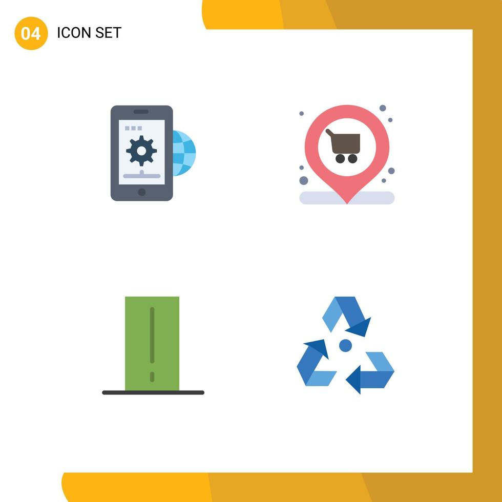 Modern Set of 4 Flat Icons and symbols such as business biology meter globe shopping electronics Editable Vector Design Elements