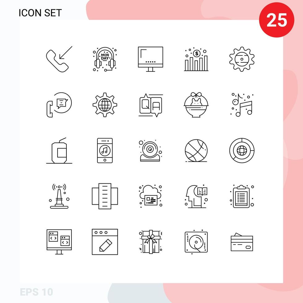 Modern Set of 25 Lines and symbols such as cap revenue devices profit chart Editable Vector Design Elements