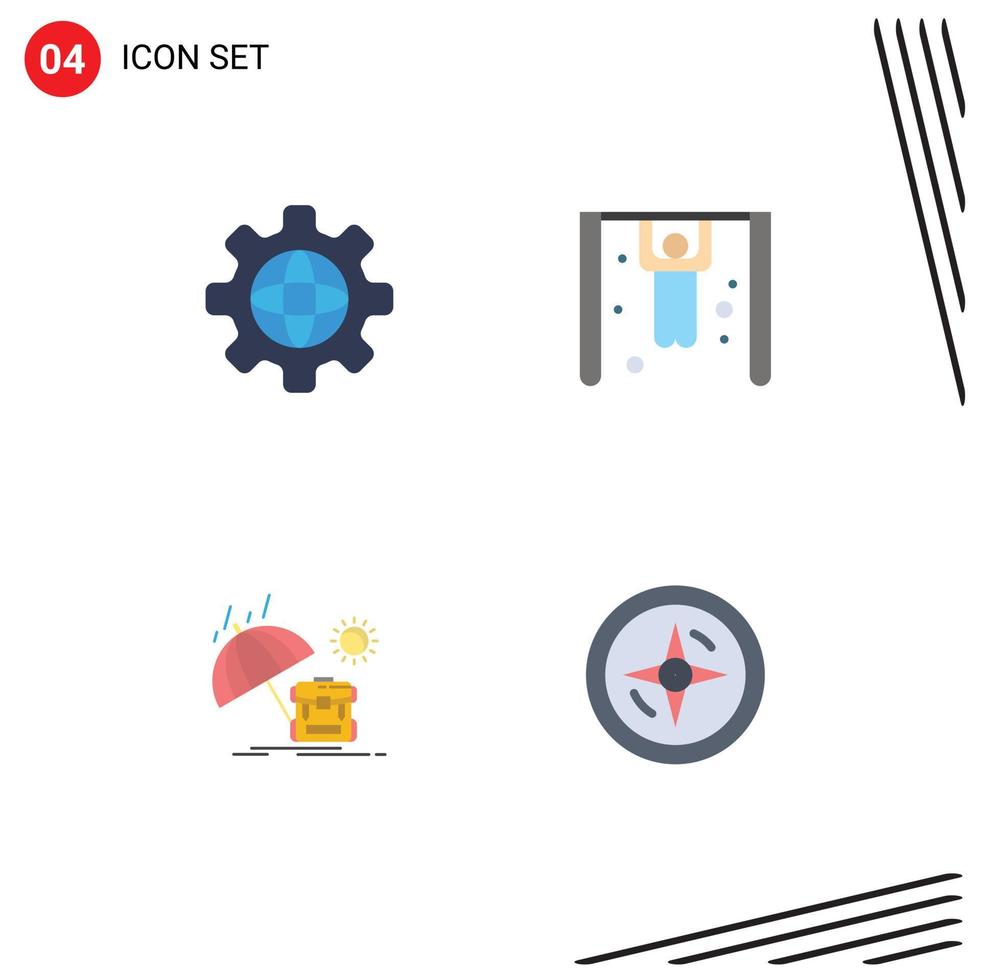 4 Thematic Vector Flat Icons and Editable Symbols of globe season competition summer compass Editable Vector Design Elements
