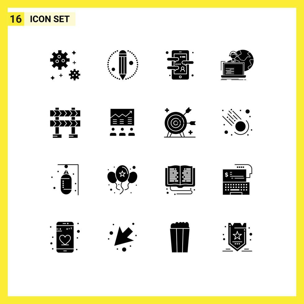 16 Creative Icons Modern Signs and Symbols of barrier online course human outsourcing Editable Vector Design Elements