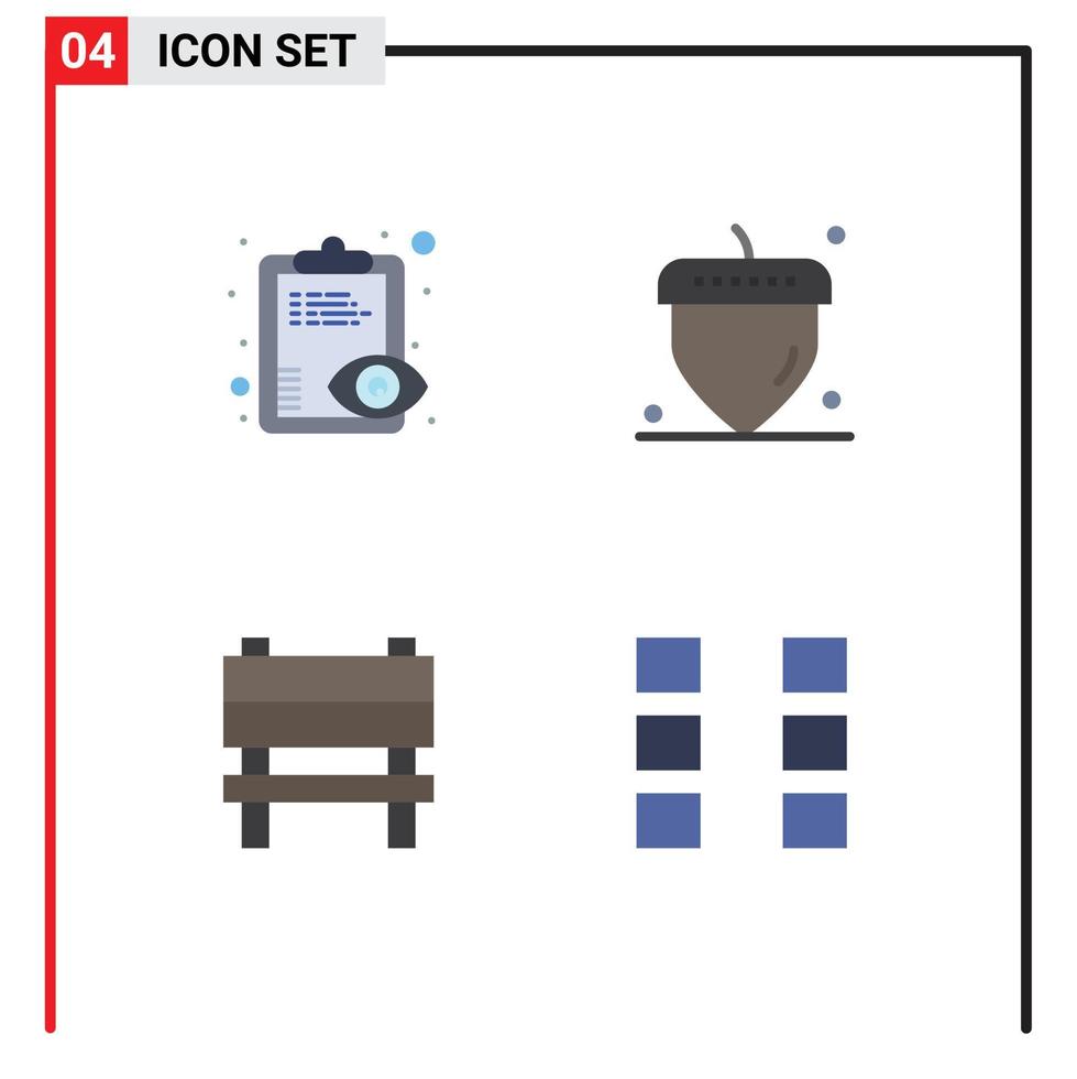 Modern Set of 4 Flat Icons and symbols such as eye furniture clipboard thanksgiving layout Editable Vector Design Elements