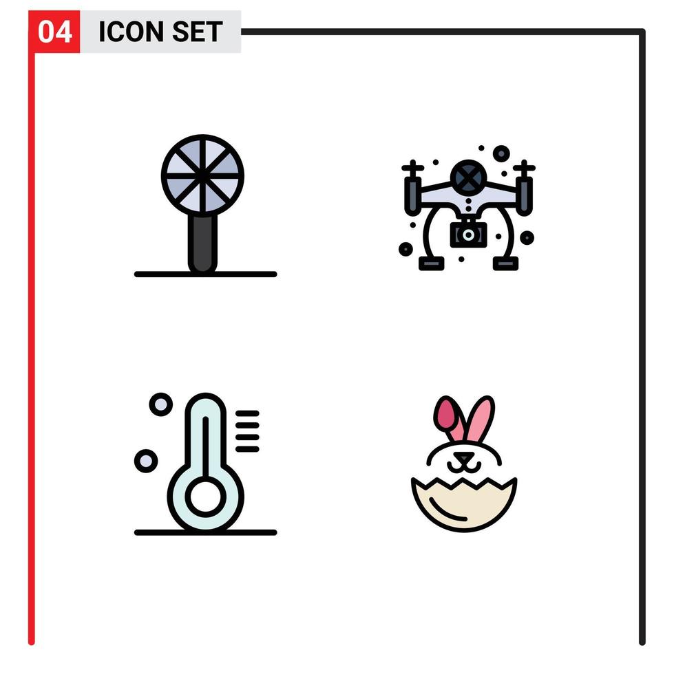 Set of 4 Modern UI Icons Symbols Signs for baby rattle thermometer rattle hobby egg Editable Vector Design Elements