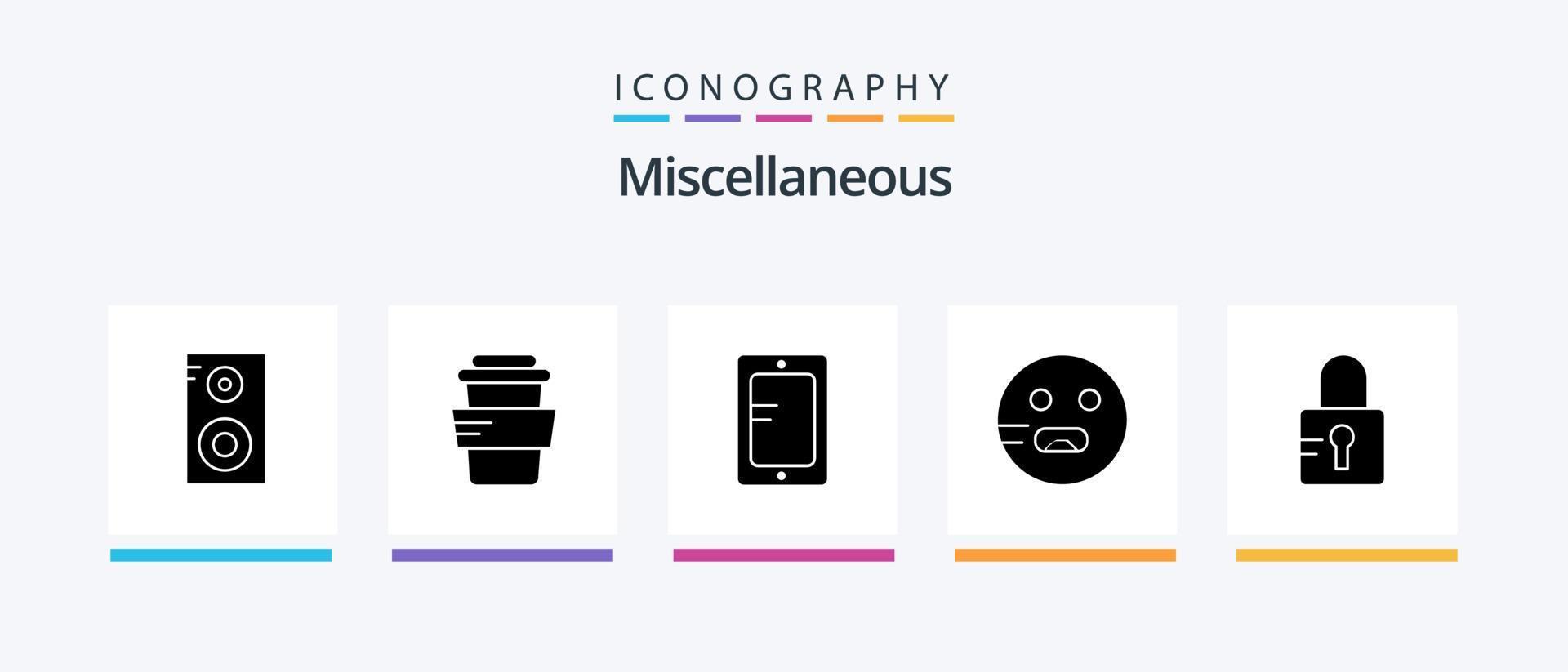Miscellaneous Glyph 5 Icon Pack Including . locked. study. lock. hungry. Creative Icons Design vector