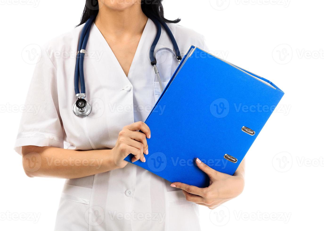 Doctor woman on a white background photo