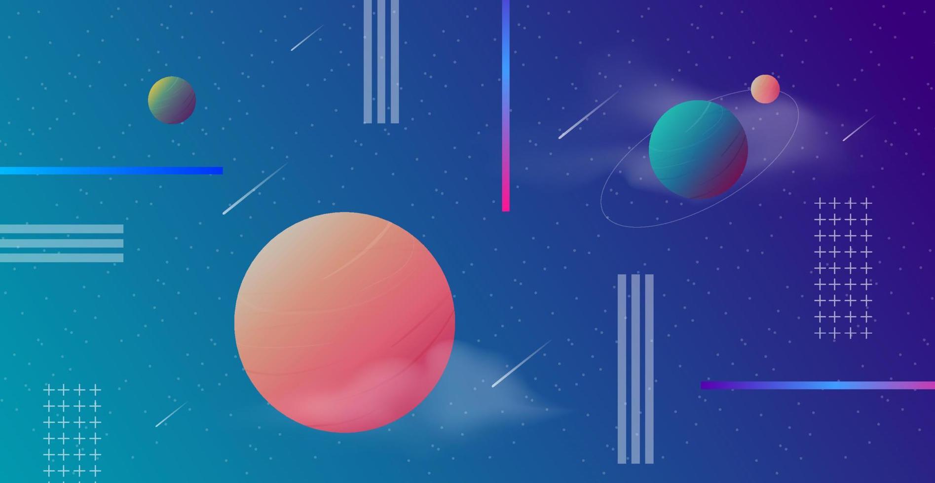 paisaje espacial, fantásticas extensiones de espacio. dibujo abstracto del futuro, ciencia ficción y astronomía. vector