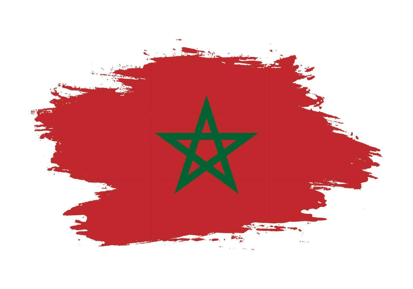 Paint brush stroke grunge texture Morocco flag vector