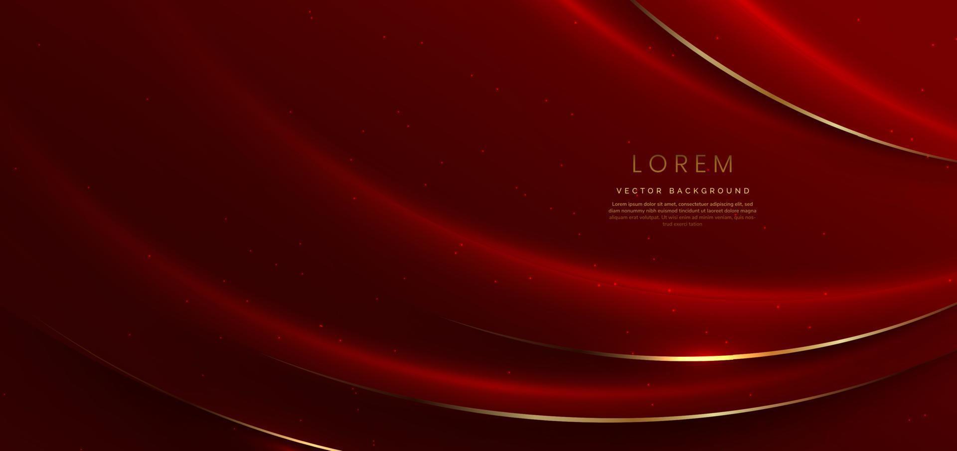 Abstract 3d curved red shape on red background with lighting effect and sparkle with copy space for text. vector