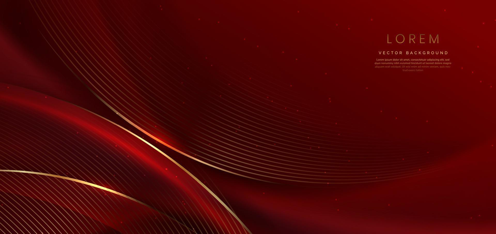 Abstract 3d curved red shape on red background with lighting effect and sparkle with copy space for text. Luxury design style. vector