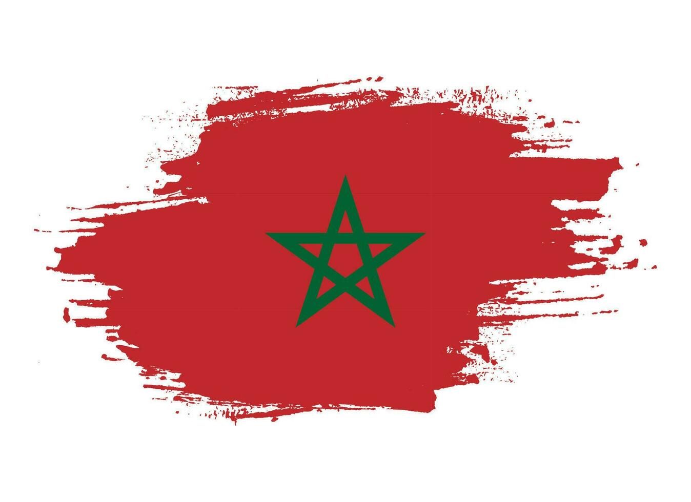Paint ink brush stroke free Morocco flag vector