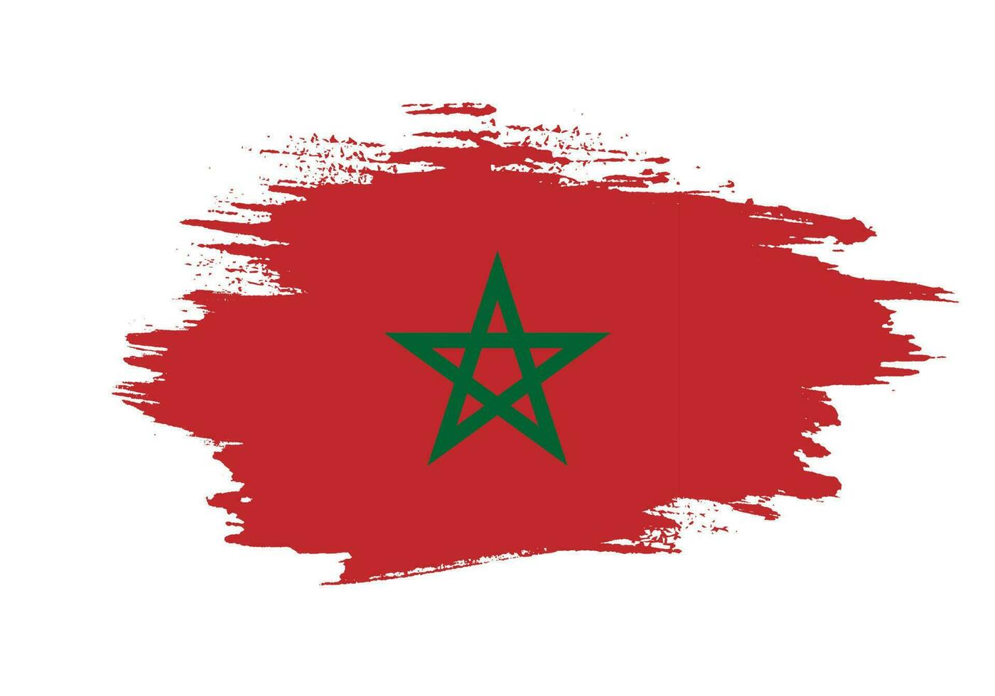 Paint grunge brush stroke Morocco flag vector