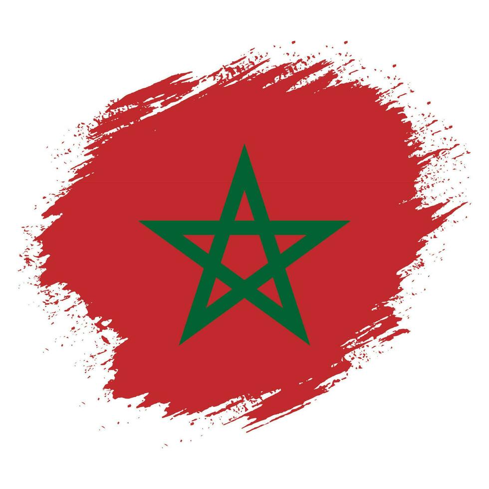 Brush effect Morocco grunge texture flag vector