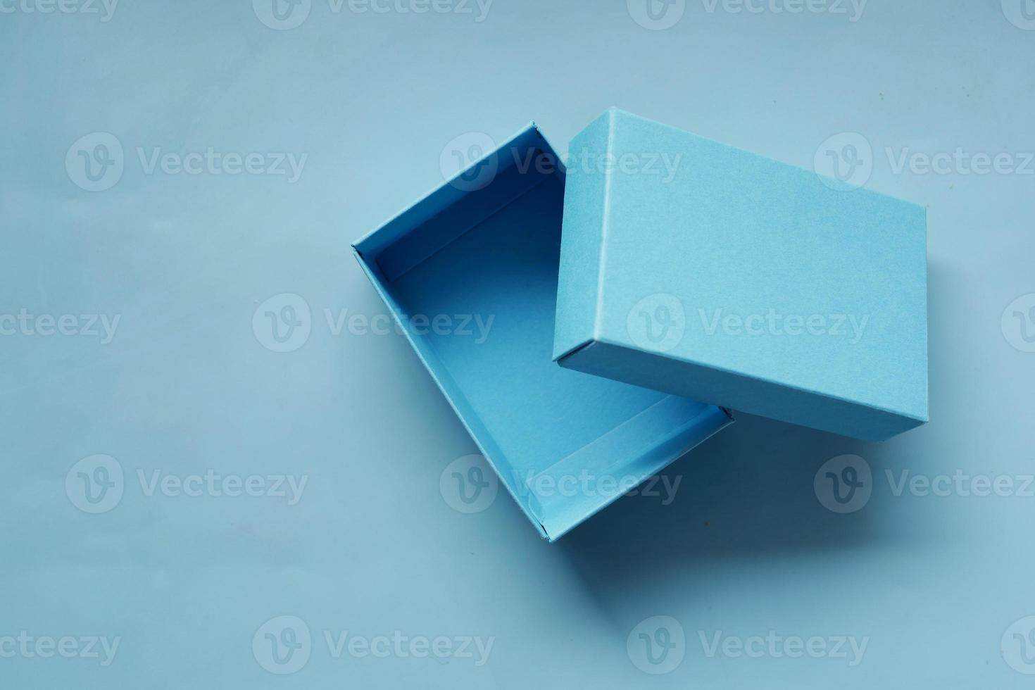 top view of blue color empty box photo