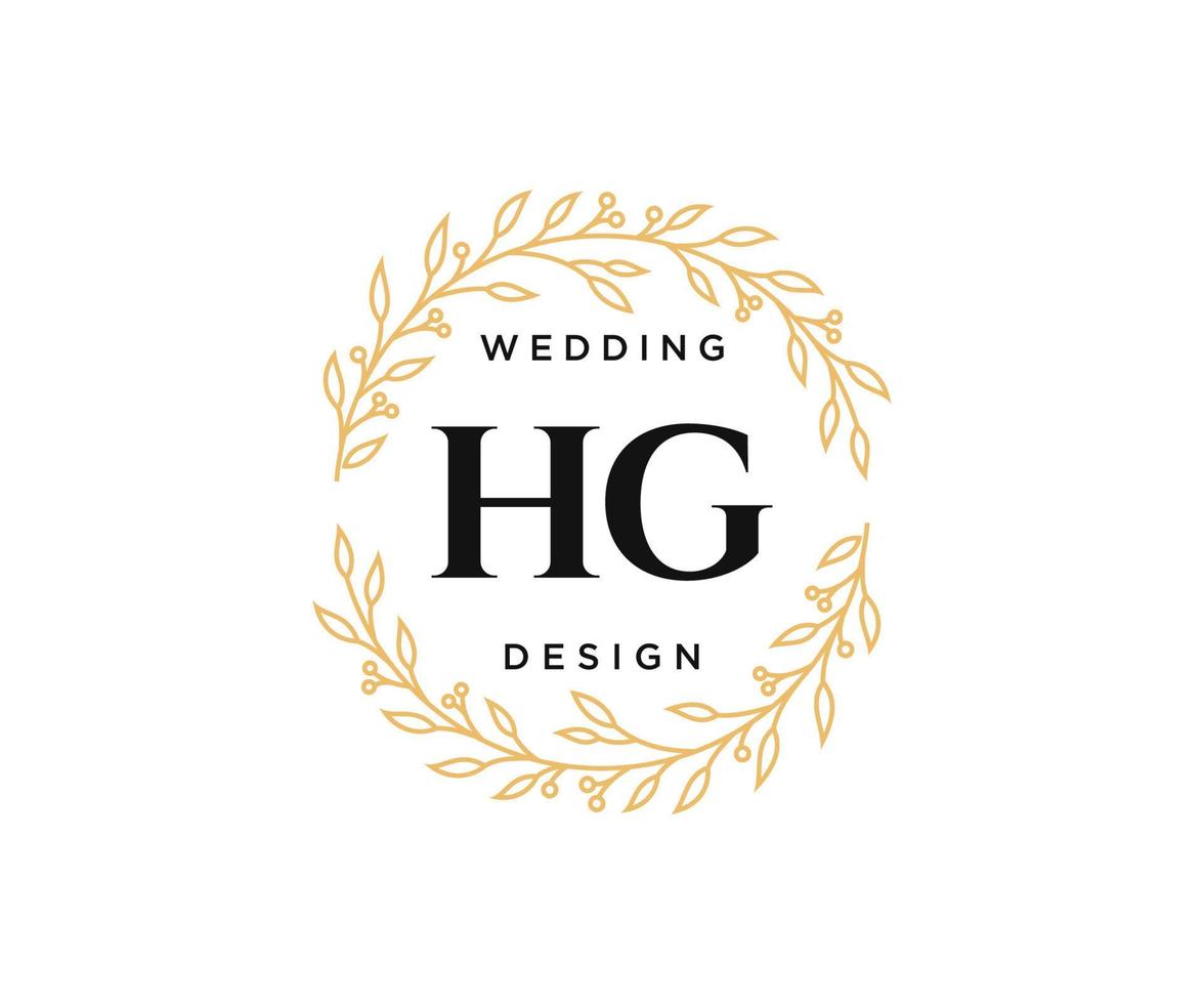 HG Initials letter Wedding monogram logos collection, hand drawn modern minimalistic and floral templates for Invitation cards, Save the Date, elegant identity for restaurant, boutique, cafe in vector