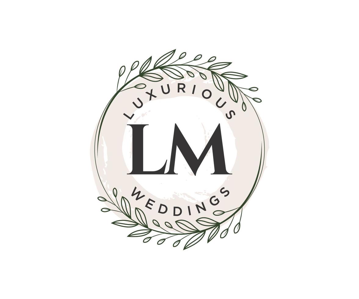 LM Initials letter Wedding monogram logos template, hand drawn modern minimalistic and floral templates for Invitation cards, Save the Date, elegant identity. vector