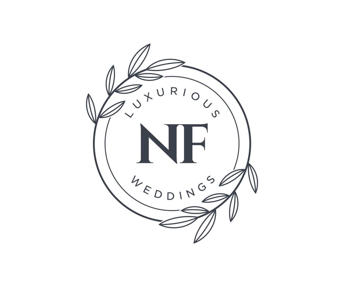 NF Initials letter Wedding monogram logos template, hand drawn modern minimalistic and floral templates for Invitation cards, Save the Date, elegant identity. vector