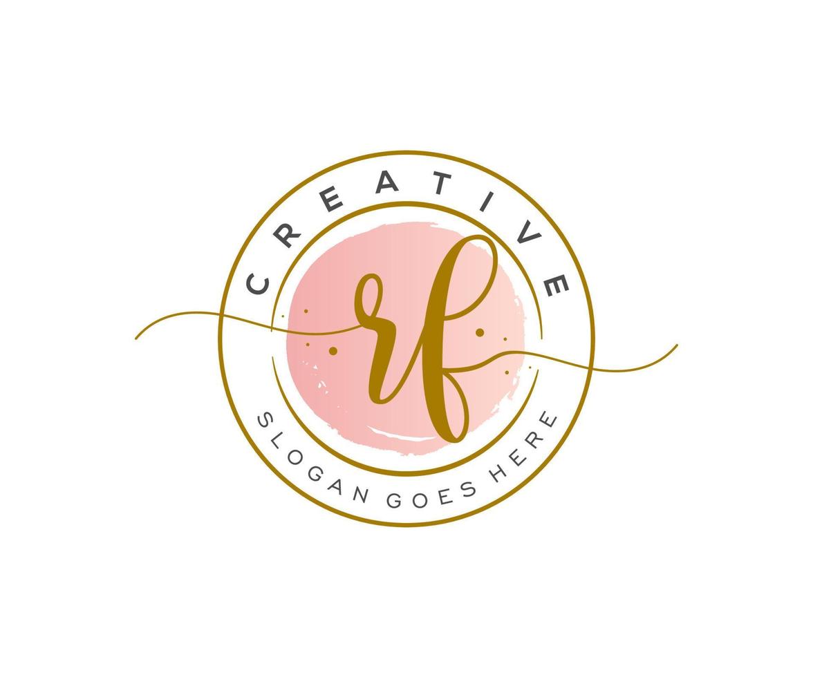 initial RF Feminine logo beauty monogram and elegant logo design, handwriting logo of initial signature, wedding, fashion, floral and botanical with creative template. vector