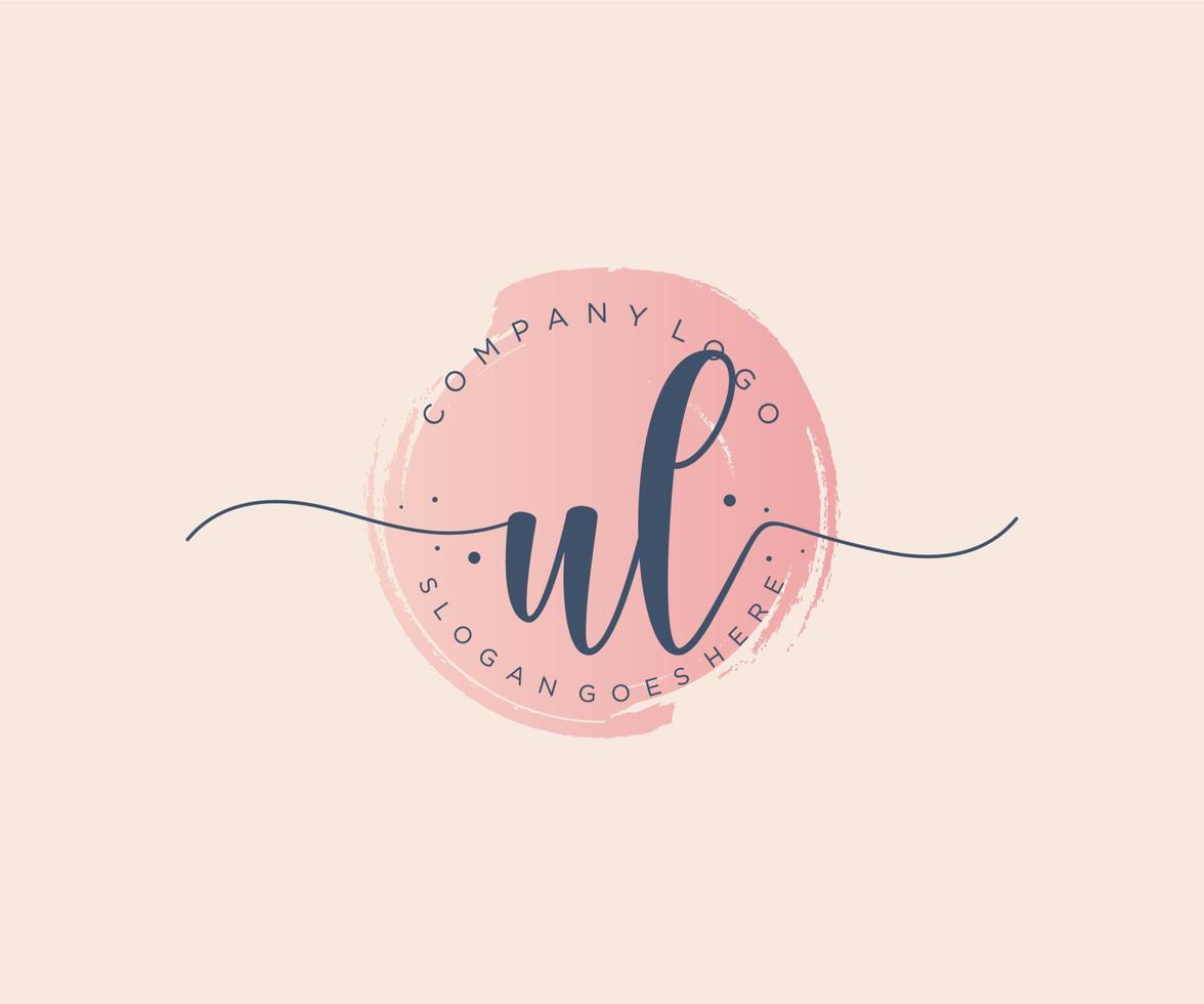 Initial UL feminine logo. Usable for Nature, Salon, Spa, Cosmetic and Beauty Logos. Flat Vector Logo Design Template Element.