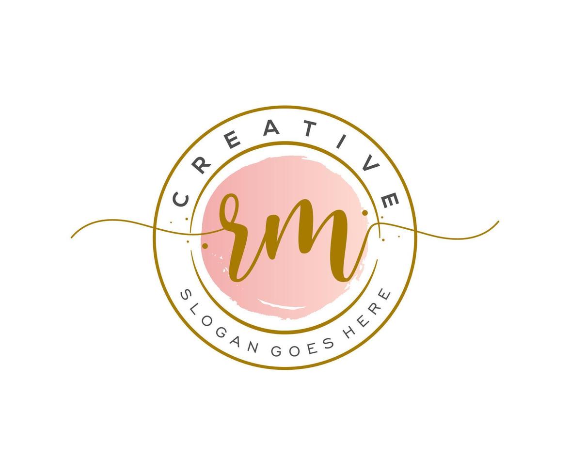 initial RM Feminine logo beauty monogram and elegant logo design, handwriting logo of initial signature, wedding, fashion, floral and botanical with creative template. vector