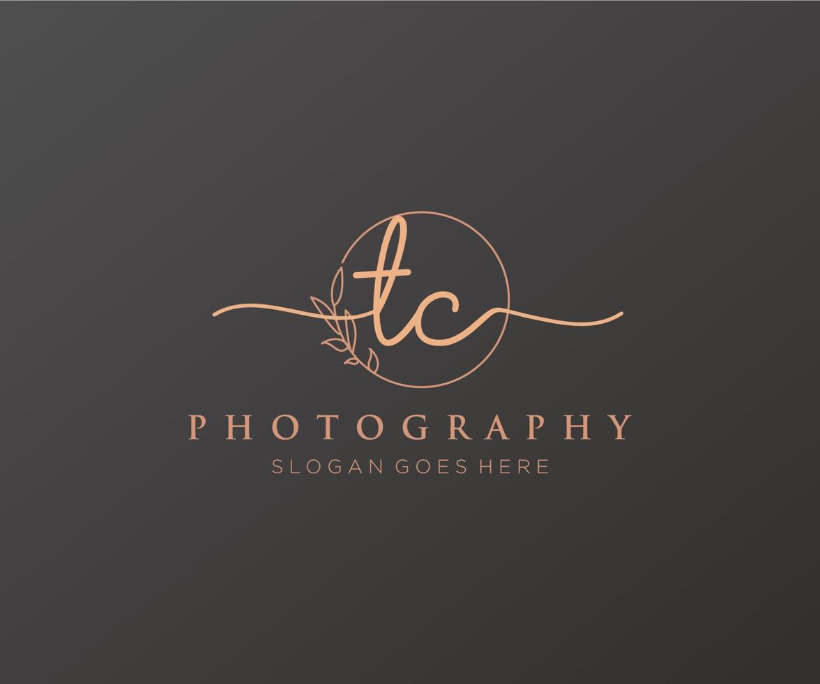 Initial TC feminine logo. Usable for Nature, Salon, Spa, Cosmetic and Beauty Logos. Flat Vector Logo Design Template Element.