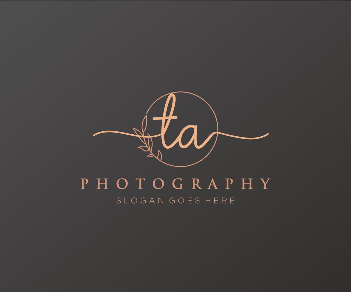 Initial TA feminine logo. Usable for Nature, Salon, Spa, Cosmetic and Beauty Logos. Flat Vector Logo Design Template Element.