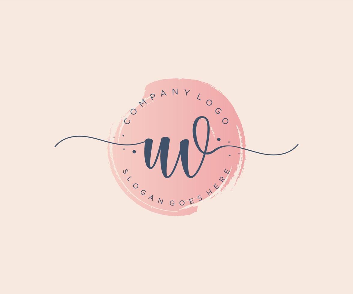 Initial UV feminine logo. Usable for Nature, Salon, Spa, Cosmetic and Beauty Logos. Flat Vector Logo Design Template Element.