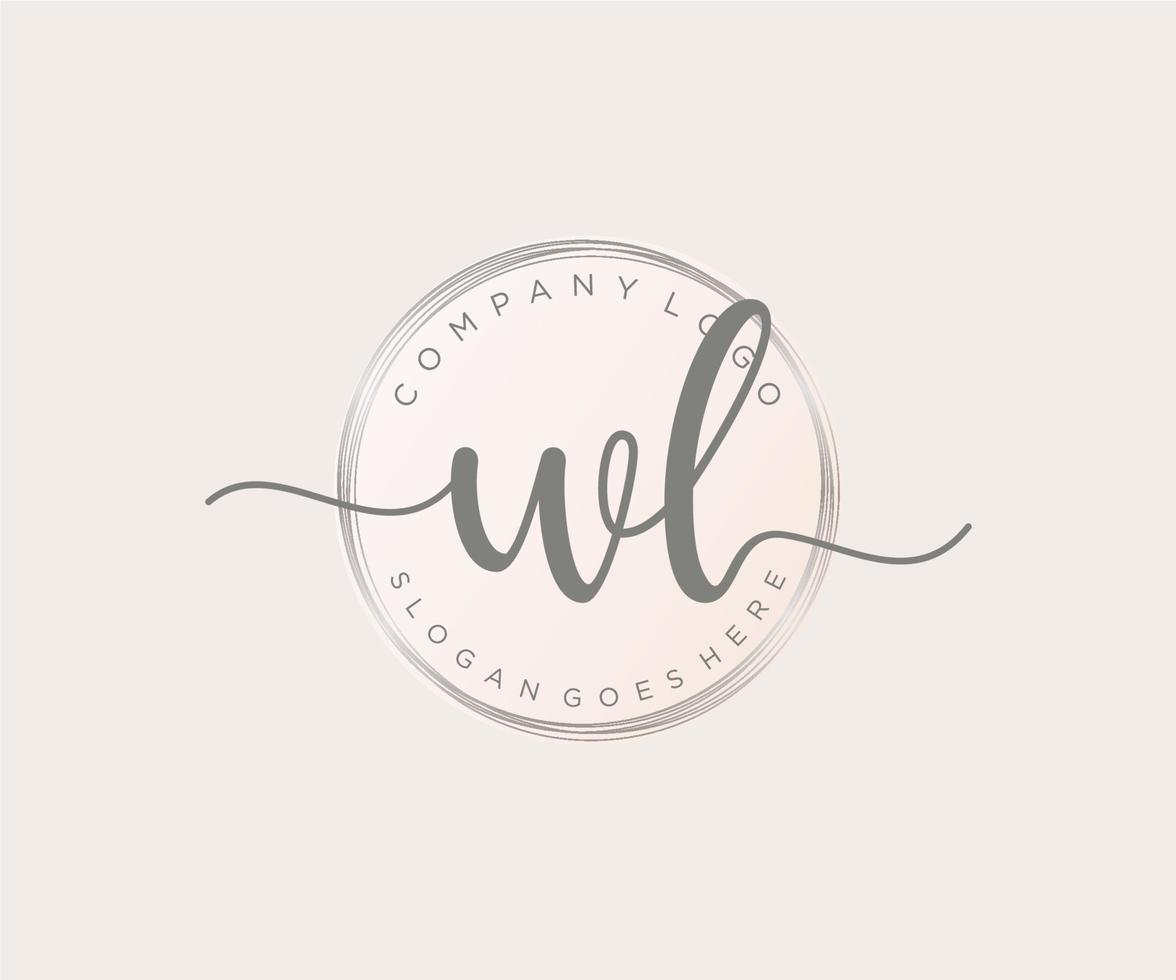 Initial WL feminine logo. Usable for Nature, Salon, Spa, Cosmetic and Beauty Logos. Flat Vector Logo Design Template Element.