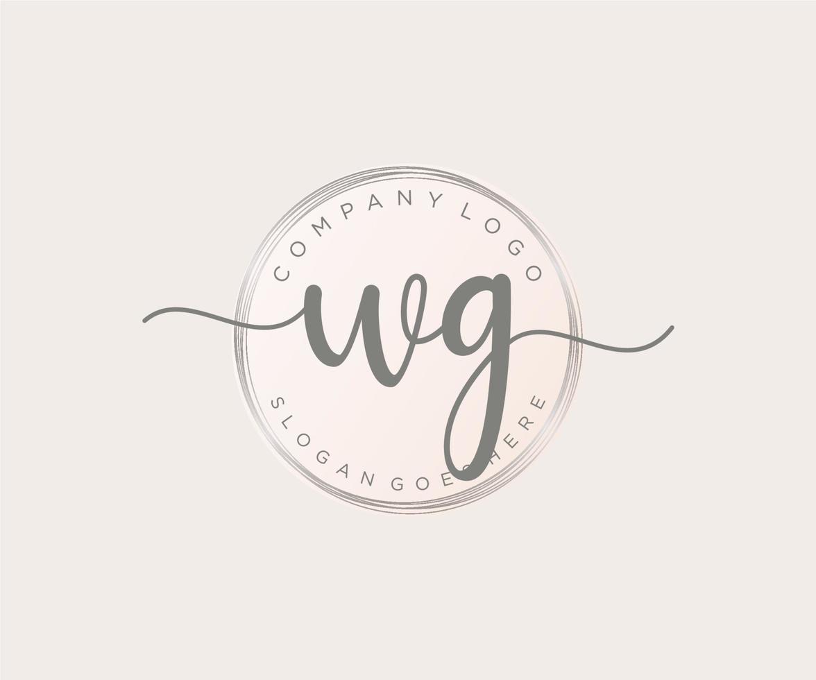 Initial WG feminine logo. Usable for Nature, Salon, Spa, Cosmetic and Beauty Logos. Flat Vector Logo Design Template Element.