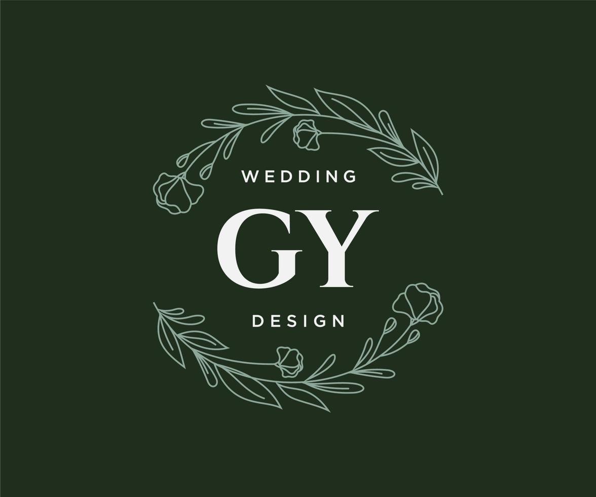 GY Initials letter Wedding monogram logos collection, hand drawn modern minimalistic and floral templates for Invitation cards, Save the Date, elegant identity for restaurant, boutique, cafe in vector