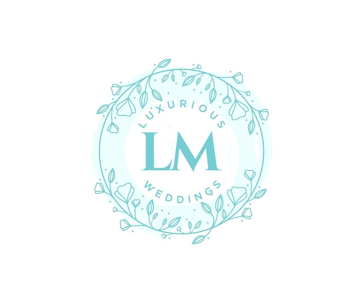 LM Initials letter Wedding monogram logos template, hand drawn modern minimalistic and floral templates for Invitation cards, Save the Date, elegant identity. vector