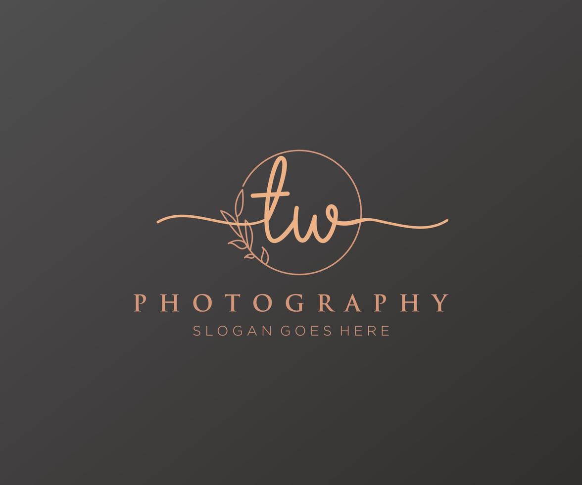 Initial TW feminine logo. Usable for Nature, Salon, Spa, Cosmetic and Beauty Logos. Flat Vector Logo Design Template Element.