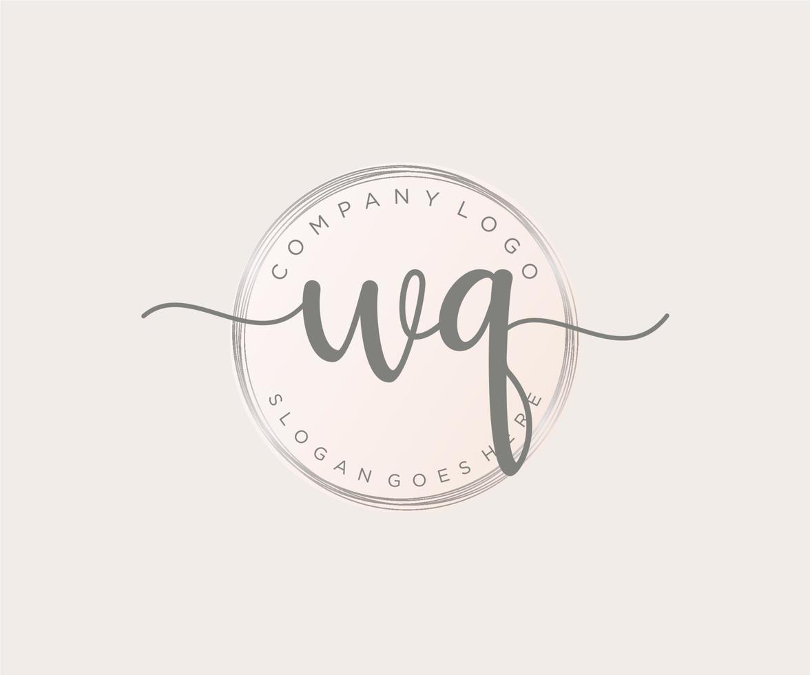 Initial WQ feminine logo. Usable for Nature, Salon, Spa, Cosmetic and Beauty Logos. Flat Vector Logo Design Template Element.