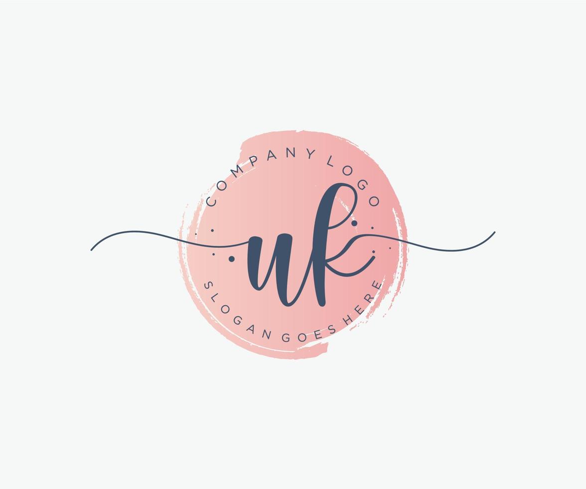 Initial UK feminine logo. Usable for Nature, Salon, Spa, Cosmetic and Beauty Logos. Flat Vector Logo Design Template Element.