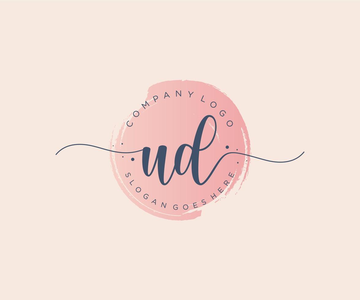 Initial UD feminine logo. Usable for Nature, Salon, Spa, Cosmetic and Beauty Logos. Flat Vector Logo Design Template Element.