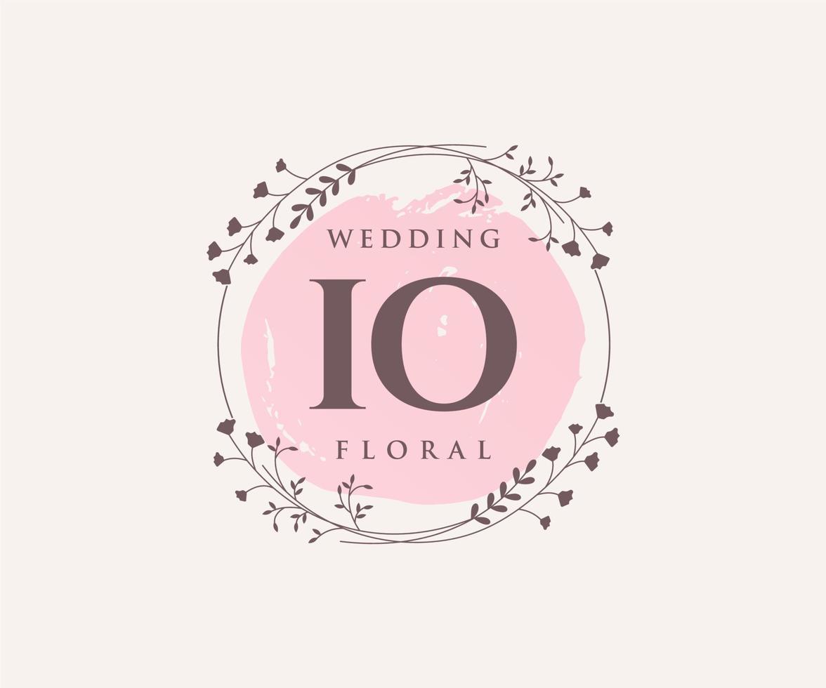 IO Initials letter Wedding monogram logos template, hand drawn modern minimalistic and floral templates for Invitation cards, Save the Date, elegant identity. vector