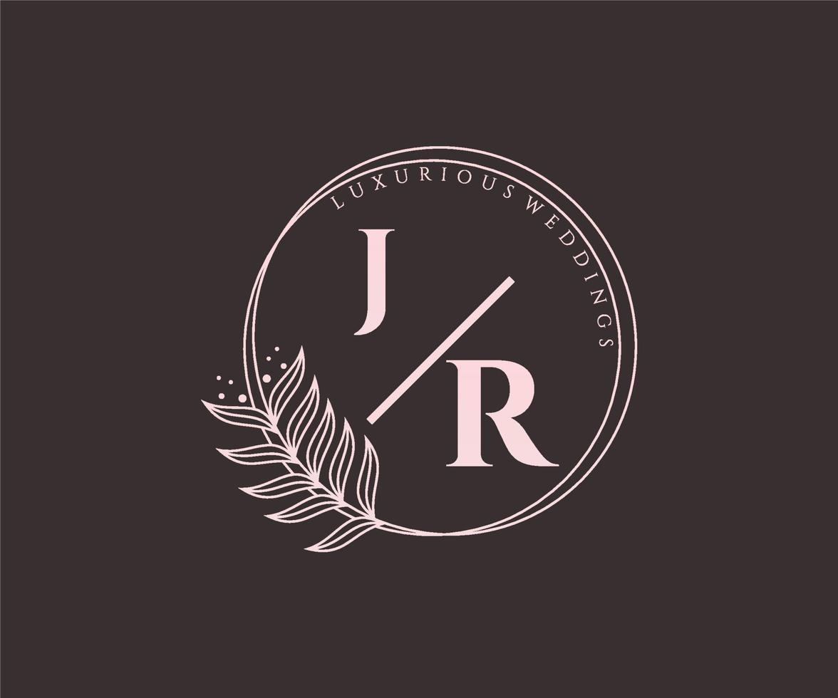 JR Initials letter Wedding monogram logos template, hand drawn modern minimalistic and floral templates for Invitation cards, Save the Date, elegant identity. vector