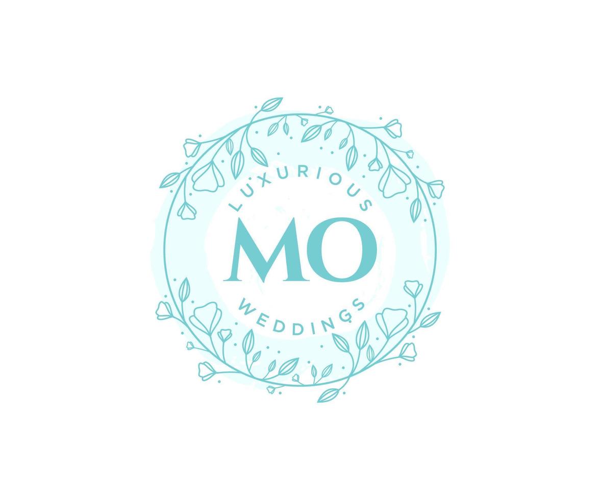 MO Initials letter Wedding monogram logos template, hand drawn modern minimalistic and floral templates for Invitation cards, Save the Date, elegant identity. vector