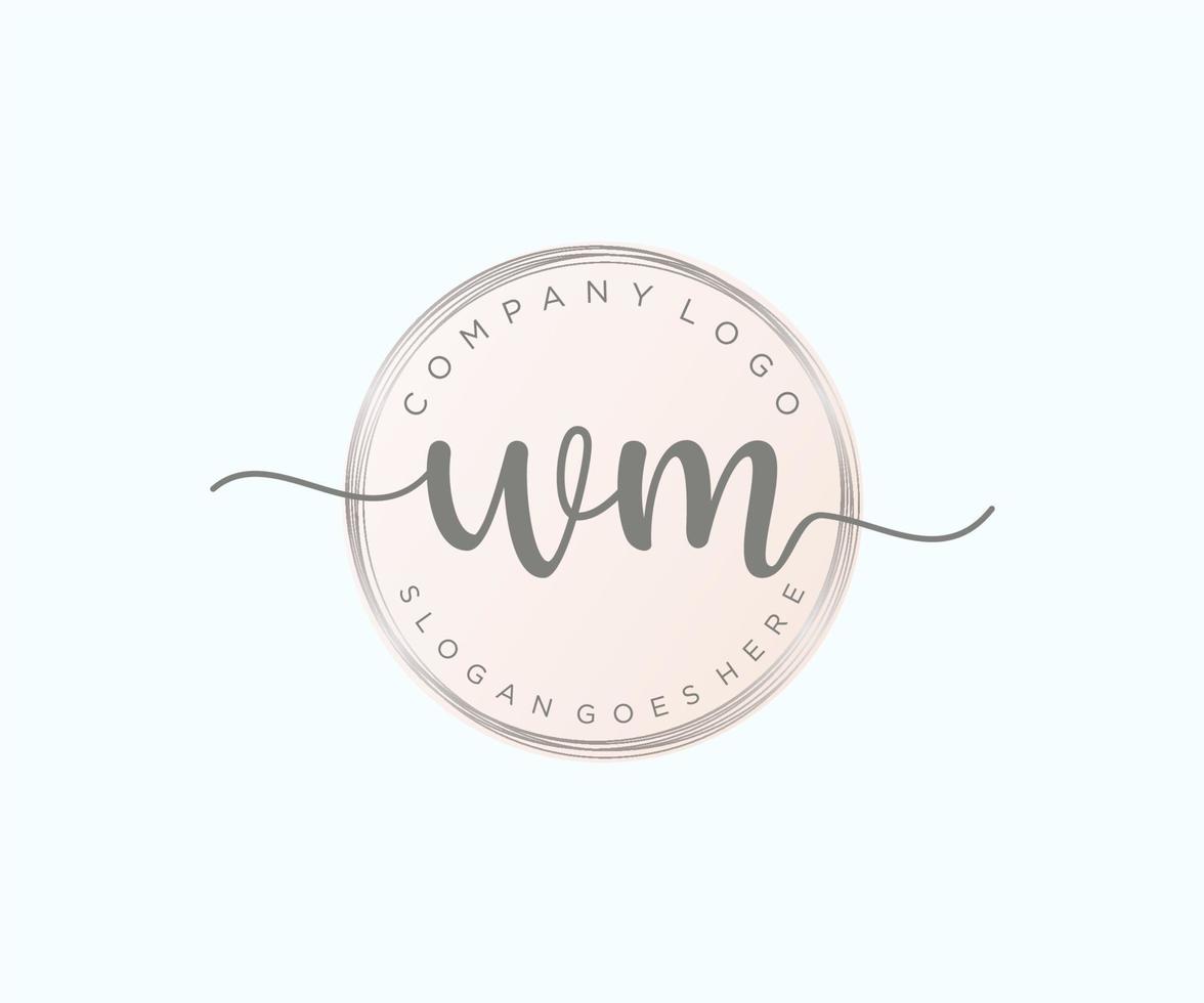 Initial WM feminine logo. Usable for Nature, Salon, Spa, Cosmetic and Beauty Logos. Flat Vector Logo Design Template Element.