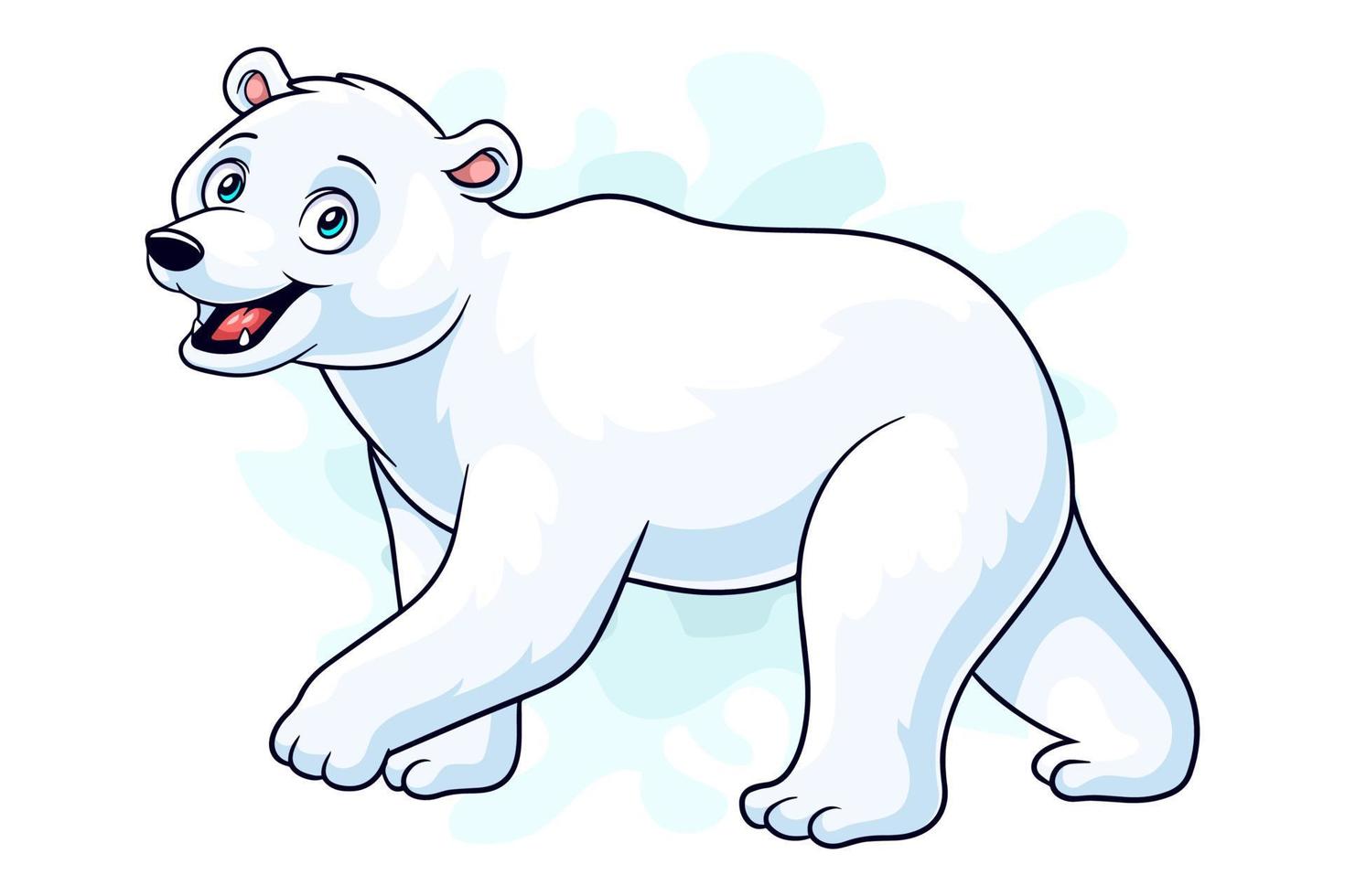 caricatura, divertido, oso polar, caricatura, aislado, blanco, plano de fondo vector