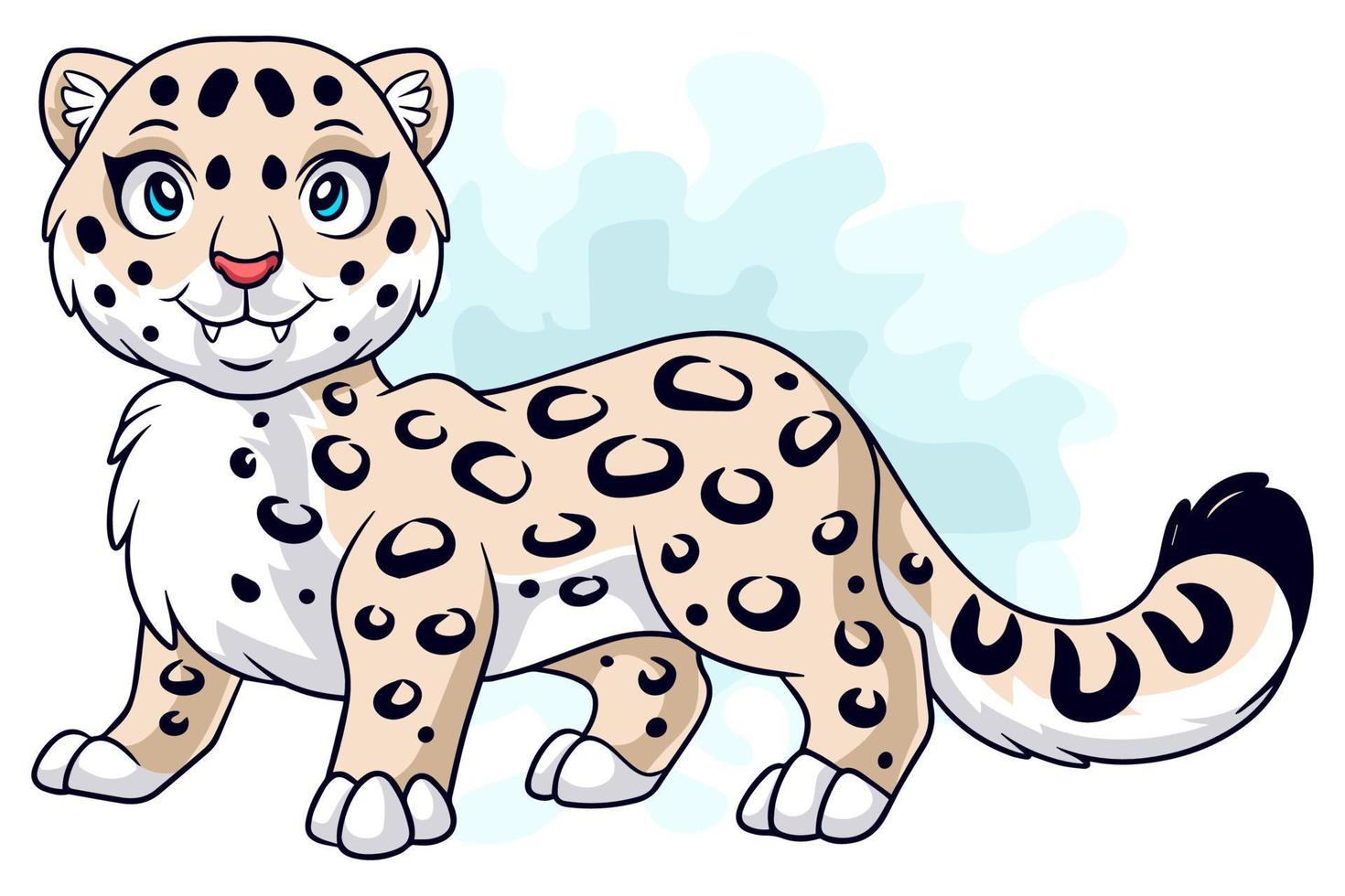 Cartoon funny snow leopard cartoon isolated on white background vector