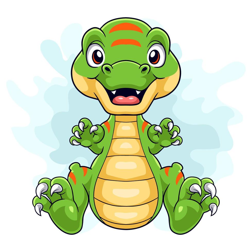 Cartoon funny dinosaur on white background vector