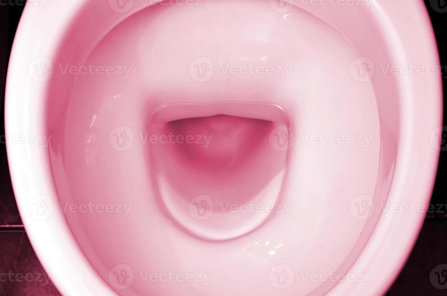 A photograph of a white ceramic toilet bowl in the dressing room or bathroom. Image toned in Viva Magenta, color of the 2023 year photo