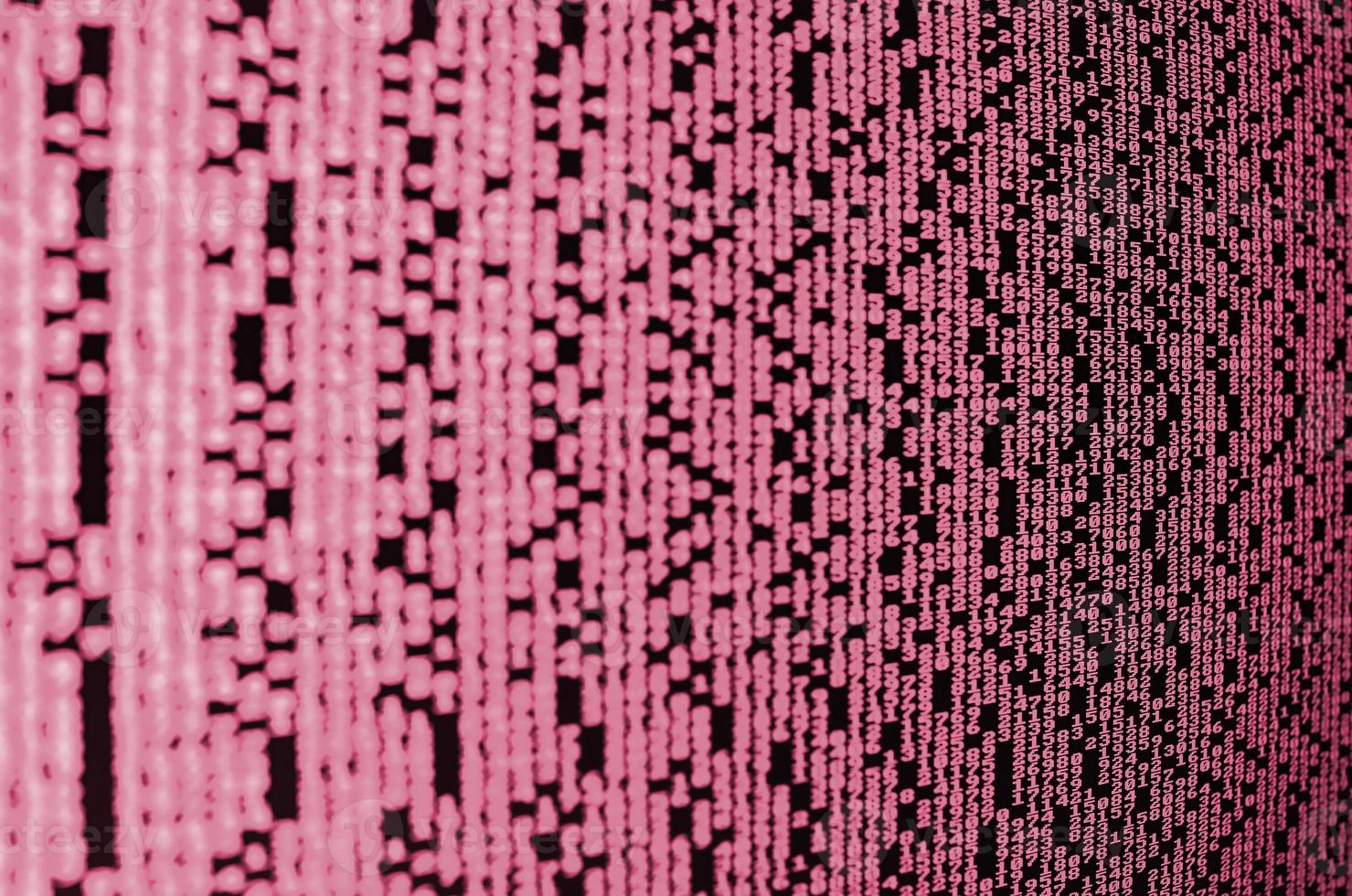 Macro of password selection on the monitor of the office computer. The concept of hacking the protection Image toned in Viva Magenta, color of the 2023 year photo